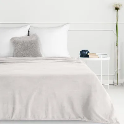 Zdjęcie produktu dla Koc SIMPLE1 150x200 kremowy miękki gładki flano elegancki