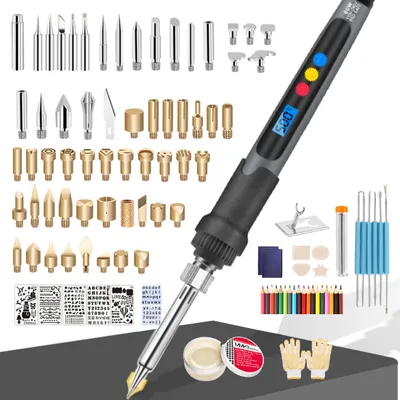 Produktbild von Lötkolben, Lötkolben 110pcs Lötset, Brandmalerei, Elektrisch, Brandmalkolben Set, Lötkolben Set, 60W/180500°C, Brennkolben für Holz, Leder Gravieren