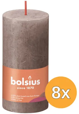 Productafbeelding van 8x Bolsius Rustiekkaars 100/50 Rustic Taupe (1 stuk)