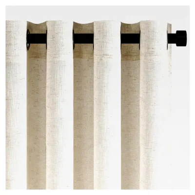 Produktbild von Leinen Vorhänge mit Ösen für Wohnzimmer und Schlafzimmer, halbtransparent, 140x225 cm, Beige, 2er Set