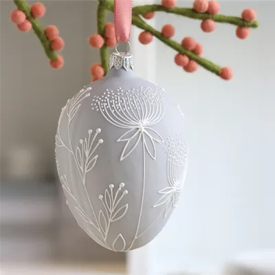 Produktbild von Osterei mit Blumen grau