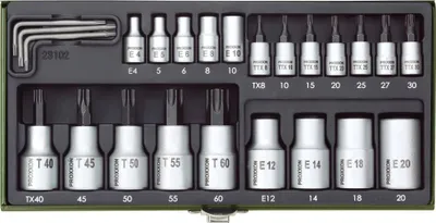 Immagine prodotto di Proxxon Industrial 23 102 TX, Star, Star TH Bit set 24-piece 1/4 (6.3 mm), 1/2 (12.5 mm)