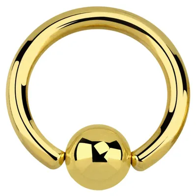 Produktbild von BCR Piercing Ring mit Klemm Kugel aus 316l Stahl PVD Gold in 3,0 x 14 mm