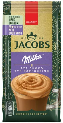 Immagine prodotto di Jacobs Typ Choco Cappuccino Milka, Instantkaffee, Mit Schokonote, Nachfüllbeutel, 6 x 400 g