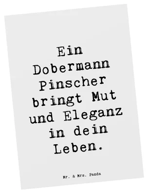 Produktbild von Mr. & Mrs. Panda Ansichtskarte Spruch Dobermann Pinscher - Weiß - Geschenk, Ansichtskarten, Hunderasse, Postkarten, Hunderassen, Kunstkarten, Hundetraining, Eleganz