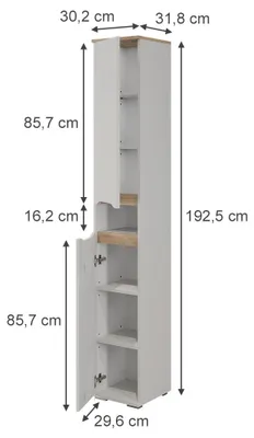 Productafbeelding van Badkamermeubel Vicco Ruben, wit/ambachtelijk eikenhout, 30,2 x 192,5 cm, model 62917