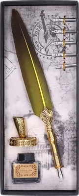 Produktbild von Federstift, fließendes, komfortables Schreiben, Vintage-Eleganz, exquisite Verarbeitung, Federkiel für Geschenke, Kalligraphie, Gelb