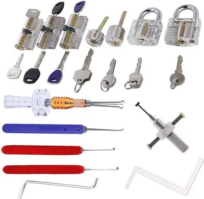 Produktbild von Famanu Hangschloss Set mit Lock Picking Werkzeugen - 7-teilig