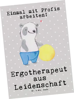 Produktbild von Mr. & Mrs. Panda bildkarte Ergotherapeut Leidenschaft - Grau Pastell - Geschenk, Ausbildung, Kunstkarten, Spruch, Grußkarte, Lustig, Ansichtskarten, Postkarte, Postkarten