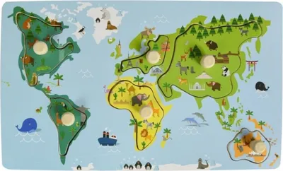 Obrázek produktu pro Edukační vkládačka s úchyty - Mapa Světa, Adam Toys