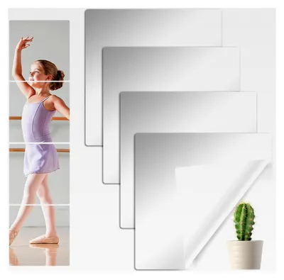 Produktbild von 4 Stück selbstklebende Acrylspiegel 20x20 cm, Spiegelfliesen zum Ankleben für Wand, Badezimmer, Wohnzimmer und Schrank