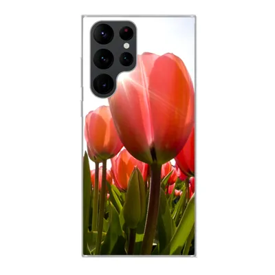 Produktbild von MuchoWow® Handyhülle Schutzhülle Hülle für Samsung Galaxy S22 Ultra Blumen - Tulpen - Sonne Silikon Softcase Handy Hülle - Abbildung