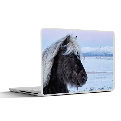 Produktbild von MuchoWow® Laptop Aufkleber Sticker Cover Pferd - Schnee - Island 25x18 cm - Laptop-Deko