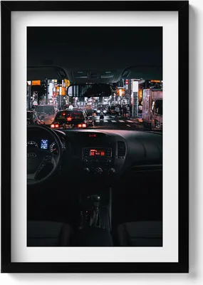 Produktbild von Auto in Tokio– Wandbild mit Rahmen – Gerahmtes Bild  – Wanddekoration – 40x60 cm –  Schwarz