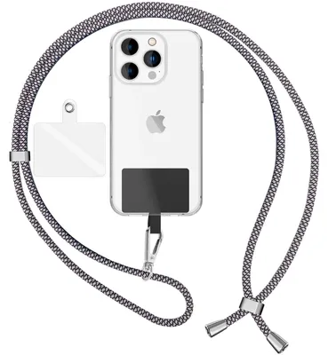 Produktbild von NALIA Universal Lanyard mit 2 Pads & Karabinerhaken - 160cm Handykette zum Umhängen -  Schwarz Weiß Panda