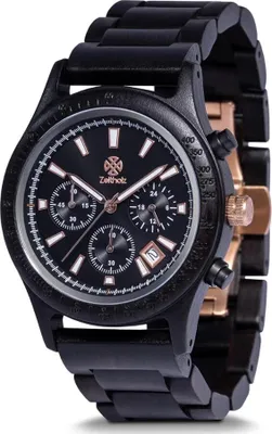 Obrázek produktu pro Dřevěné dřevěné hodinky Muži 42mm chronograf analogové Nové Bergen 100% přírodní dřevo s japonským quartzovým strojem Vodoodpudivé a pohodlné