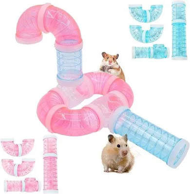 Image de Kit d'accessoires pour cage à hamster, 16 pièces - Système en plastique transparent pour petits animaux