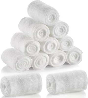 Produktbild von Verband 10 cm x 45 m - Elastisches Fixierband für Wundbehandlung - Atmendes Gaze - 12 Stück