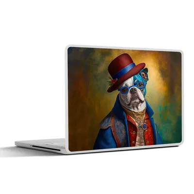 Produktbild von MuchoWow® Laptop Aufkleber Sticker Cover Hund - Porträt - Kleidung - Hut - Abstrakt 32.5x23.5 cm - Sticker für Laptop - Selbstklebend