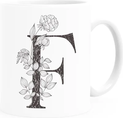 Produktbild von Kaffeetasse Monogramm Initiale Geschenk-Motiv Tasse personalisierte Namenstasse personalisierte Geschenke SpecialMe® F weiß Keramik-Tasse