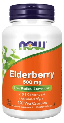 Produktbild von NOW Foods Elderberry, 500mg - 120 vcaps