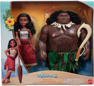 Produktbild von Disney Moana 2 Moana & Maui Voyager Fashion Doll Set, Modepuppe, Männer & Frauen (Set), 3 Jahr(e), Mädchen, 279,4 mm, Mehrfarbig