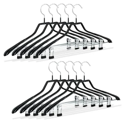 Produktbild von 30 x Klammerbügel, Kleiderbügel für Kostüme, gummiert, aus Metall, rutschfest, platzsparend, 42 cm breit, schwarz