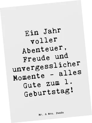 Produktbild von Mr. & Mrs. Panda Postkarte Spruch 1. Geburtstag Abenteuer - Weiß - Geschenk, Grußkarte, Alter, Kunstkarten, Leben, Ansichtskarten, alles Gute, Postkarten, Happy Birthday