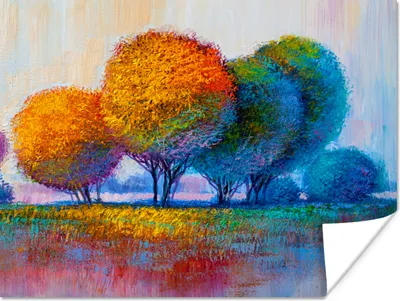 Produktbild von MuchoWow® Poster Malerei - Ölgemälde - Natur - Bäume 120x90 cm - Wandbild