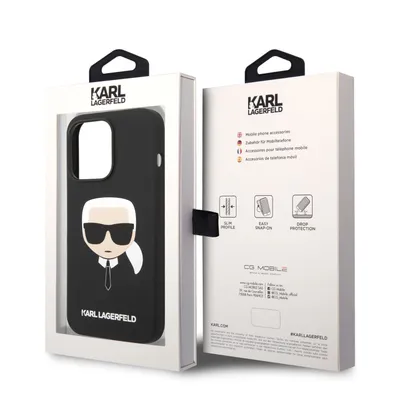 Produktbild von Karl Lagerfeld Klhmp14Xslkhbk Iphone 14 Pro Max 6,7"" Hardcase Czarny/Schwarz Silikon Karl`s Head Magsafe