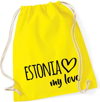 Produktbild von Huuraa Turnbeutel Estonia my love 12 Liter Yellow Baumwolle Rucksack Geschenkidee