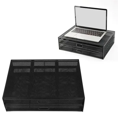 Produktbild von Monitorständer Ergonomisches Design - Metallgitter - Rutschfeste Gummifüße - Monitorständer mit Schublade - Schreibtischständer - 40,4 cm x 30,3 cm x 11 cm