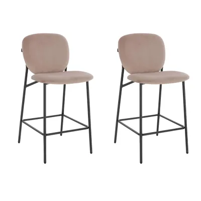 Produktbild von HOME DELUXE CELDA Barhocker Samt - 2er Set Hellbraun | Barstühle, Küchenstühle, Tresenhocker, Esszimmer, Küche, Barstuhl