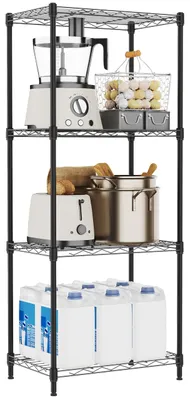 Image de Étagère de rangement métallique à 4 niveaux, idéale pour le garage et la cuisine