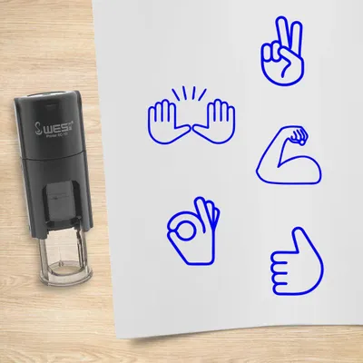 Obrázok produktu pre Sada pečiatok CombiCraft ručičky emojis modrá s 5 pečiatkami