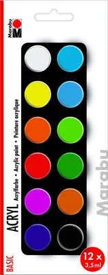 Produktbild von Marabu Acryl Basic, Multi, Acrylfarbe, Flüssigkeit, 3,5 ml, 12 Stück(e)