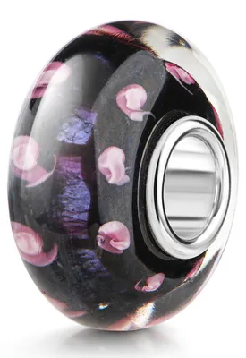 Produktbild von MATERIA by Matthias Wagner Glas Bead Anhänger schwarz mit Glitzerfolie rosa lila 1479