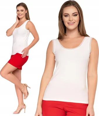 Produktbild von Damentop - Top Damen Größe M - Tanktop Spitze weiß - Damenoberteil Ärmellos - Sommertop Damen