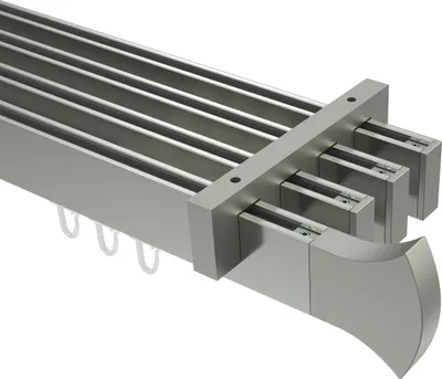 Produktbild von Interdeco Innenlaufstange / Gardinenstange mit Innenlauf Edelstahl-Optik, Typ Smartline Conex (Rundung), 14x35 mm 4-läufig, 540 cm