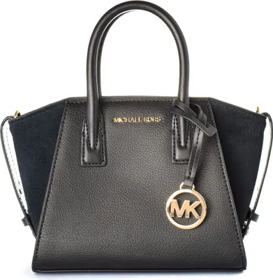 A black Michael Kors handbag is shown against a white background.