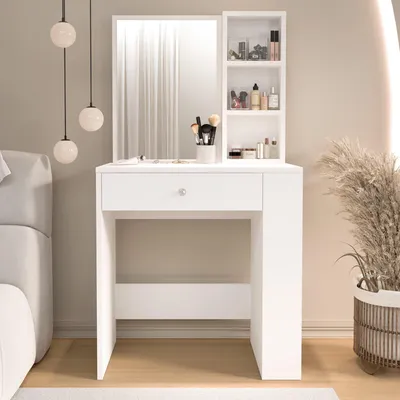 Produktbild von Skye Decor, Hochwertiger Schminktisch, Weiß, 69,4 x 135 x 40 | 100% Melamin | Modern