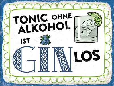 Produktbild von vianmo Holzschild 30x40 cm Tonic ohne Alkohol ist Gin los Deko Schild