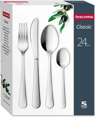 Productafbeelding van Besteekset, 24-delig, voor 6 personen. Gemaakt van roestvrij staal. Bestaat uit: tafelbestek en eetservies