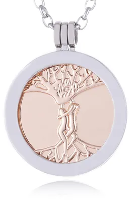 Produktbild von Morella Damen Halskette 70 cm Edelstahl mit Amulett und Coin 33 mm Seelenverwandte roségold in Schmuckbeutel