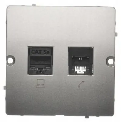 Produktbild von Satin Steckdose + Telefon Basic BMF5T.02/29 Kontakt-Simon