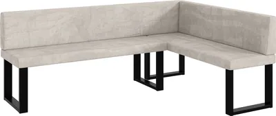 Produktbild von MEBLINI Eckbank für Esszimmer - Küchenbank - Essecke - Sitzecke Küche - TONI - U-Beine 142x196x87cm Rechts - Beige Samt