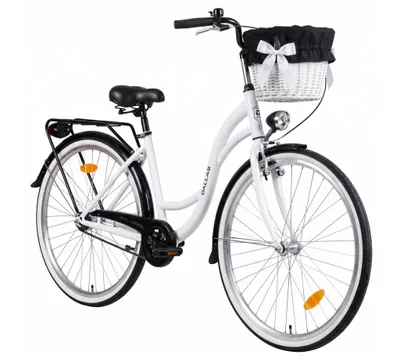 Produktbild von Dallas Bike Damenfahrrad 28 Zoll - Mit Weidenkorb - 1-Gang Rücktritt - Rahmen M 18" - Weiß-Schwarz