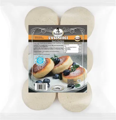 Produktbild von BARIN Syrniki Quark Küchlein 410g Tiefgefrorene Quarkpfannkuchen aus Bauernquark Traditionelles Frühstück ohne Konservierungsstoffe
