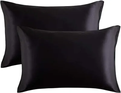 Produktbild von Satin-Kissenbezüge, schwarz, 60 x 70 cm, 2er-Pack