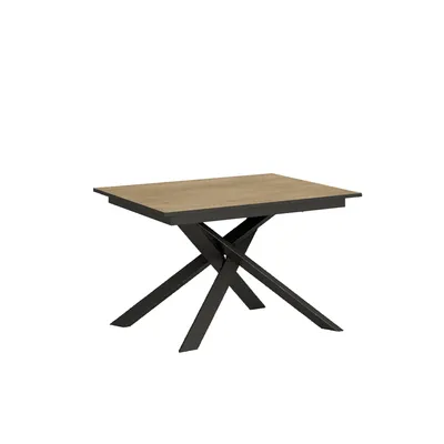 Immagine prodotto di ITYHOME - Tavolo allungabile 120/180x80 cm Ganty quercia natura - bordo antracite telaio e gambe antracite